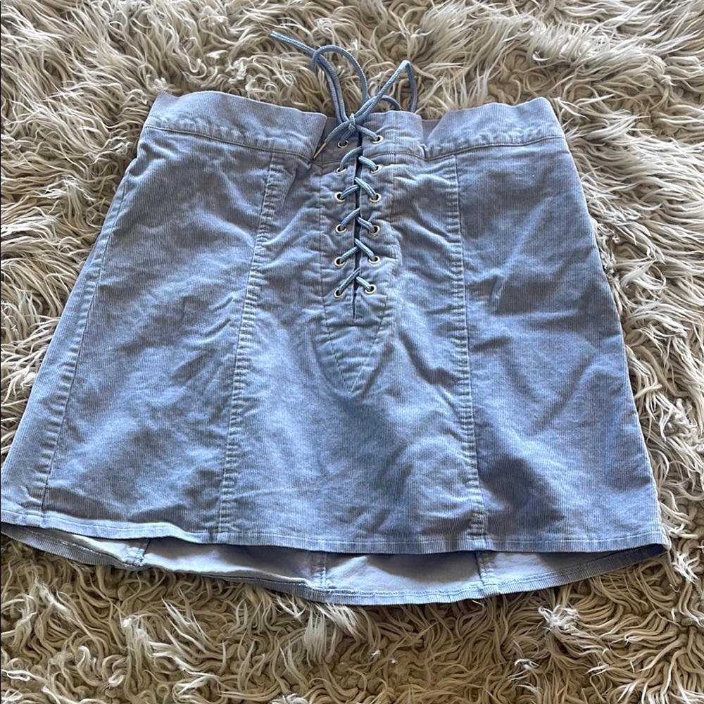 Freshman Blue Ruched A-line Mini Skirt